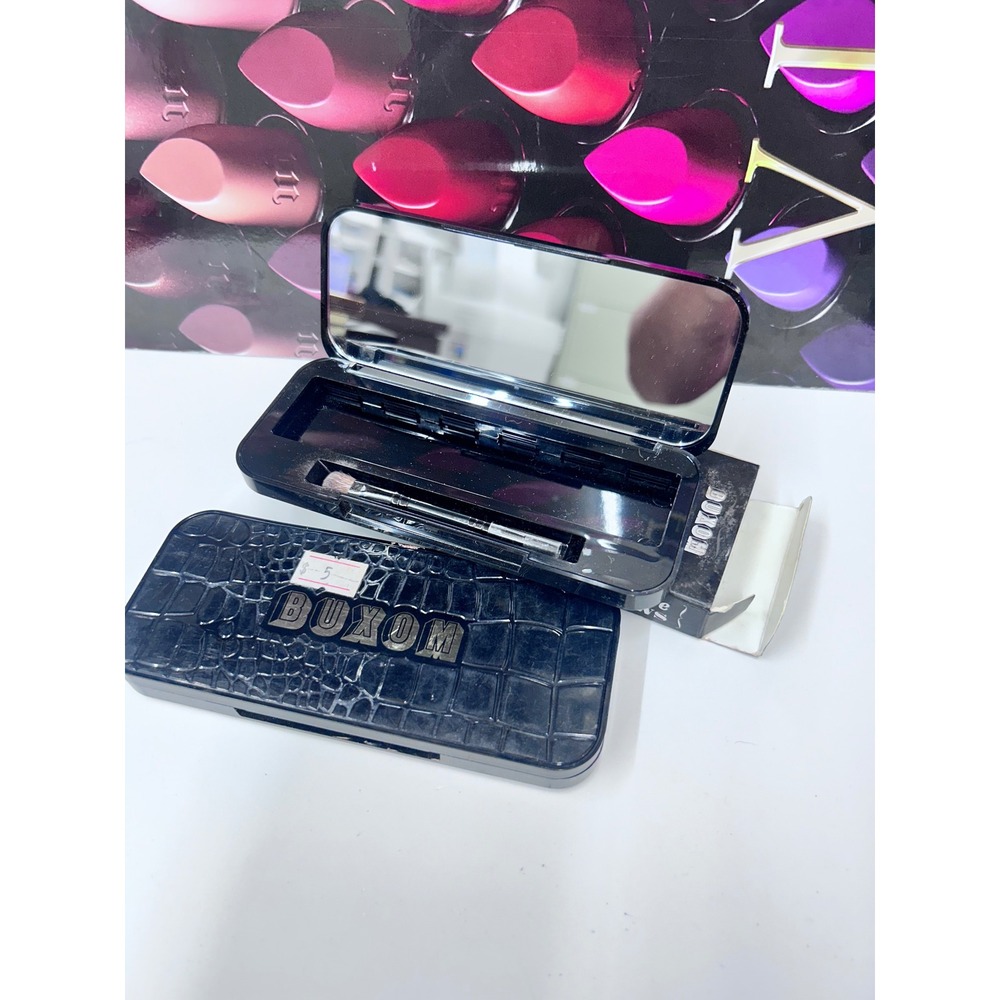 Buxom Empty Customizable Eyeshadow Palette Set of 2 Black Croc Refillable Compac